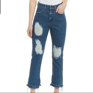 Show Me Your Mumu Blue NWT Brooklyn High Waist Sapphire Wash Distressed Jeans 27